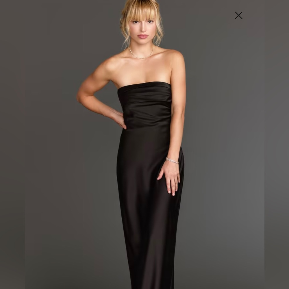 NY & Co Black Strapless Cowl Back Maxi NWT